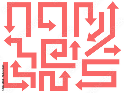 赤の色んな向きの複雑な矢印のセット