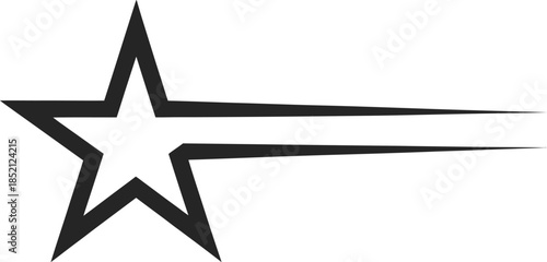 Dynamic outlined star graphic with sleek horizontal lines symbolizing motion and swiftness