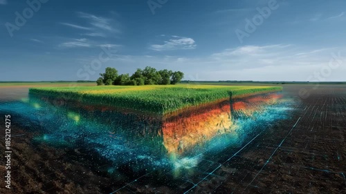 AIenhanced digital twin soil analysis captures realtime moisture changes and nutrient distribution providing predictive insights for precision agriculture and land management.