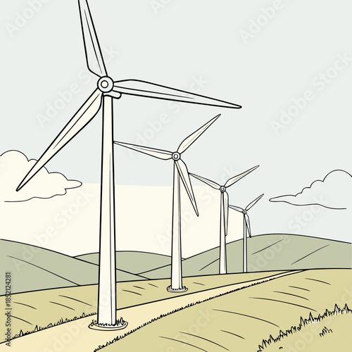 Precision aligned turbine towers with realistic blades