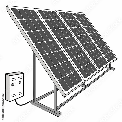 Solar panel with inverter on metal stand renewable energy