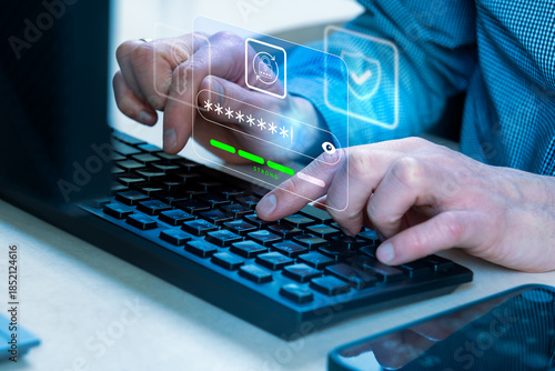 Cyberspace Security Concept, Password Change Request With Password Strength Indicator, Strong Password Policy, Account Protection, Secure Access And Data Safety, Reliable Digital Defenses