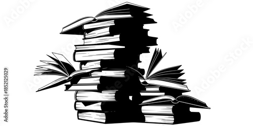 Minimalist Books Stack TBR Pile Silhouette