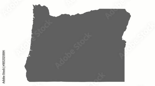 Oregon State Silhouette Vector Map in Solid Gray for Educational, Geographic, Political, and Minimalist Graphic Design, Cartographic, and Illustration Use