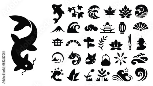 large koi fish silhouette