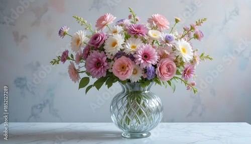 a beautiful cristaline vase fulll of pretty flowers