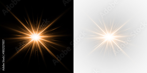 Sunlight burst with radiant beam sparkle and glowing starlight lens effect in nature design.