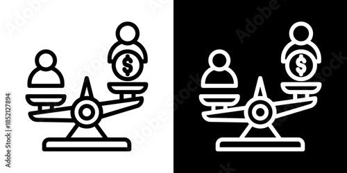 Inquality Icon Of Line Black And White Style Vector Illustration
