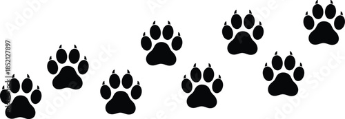 Animal Paw Print Icon Set Showing Dog Cat Footstep Silhouettes – Vector Illustration