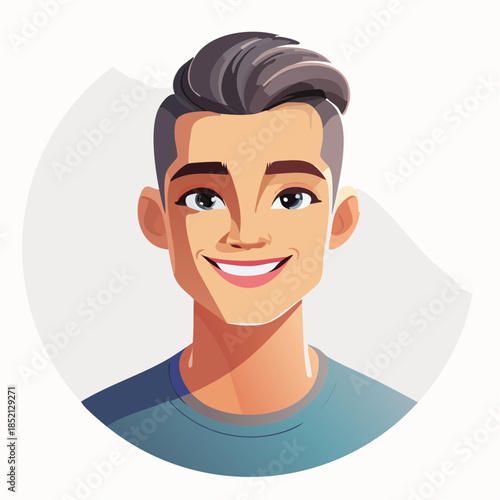 Cartoon man avatar. Smiling face illustration. Vector character on white background. Male portrait. Simple style. Flat design. Modern avatar. Cartoon illustration. Character design.