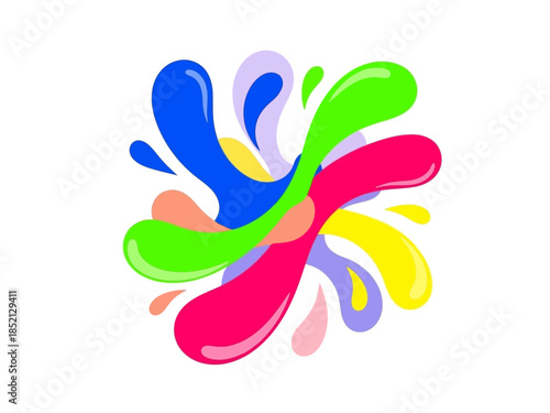 Colorful Splash Illustration of Abstract Liquid Shapes in Vibrant Colors