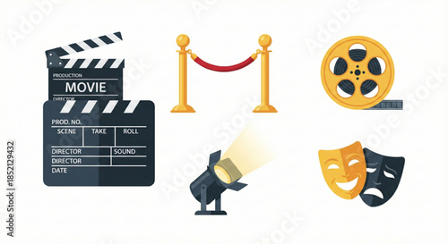 Cinematic Production, Entertainment and Performing Arts Icons Set