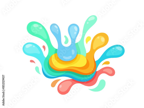 Vibrant Water Splashes with Playful Float, Summer Fun Graphic