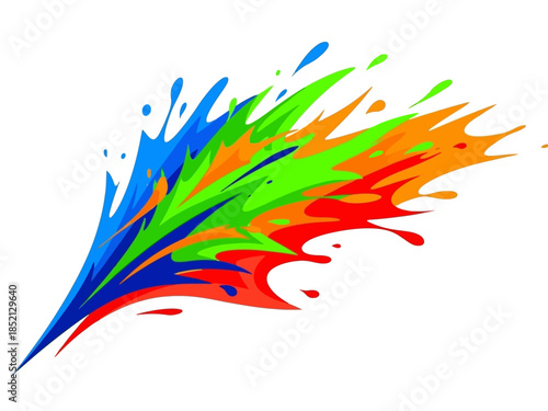 Dynamic Splash of Vibrant Color Bursting Across a White Canvas
