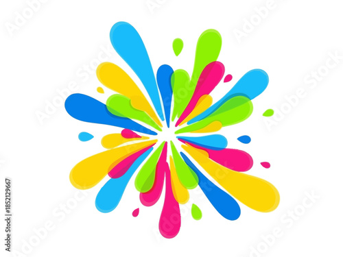 Colorful Explosion of Liquid Drops Playful and Vibrant Design