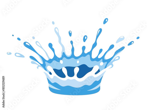 Dynamic Blue Water Crown Splash Isolated on White Background
