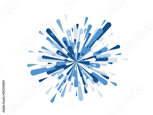 Explosion of Blue Abstract Water Droplet Burst on White