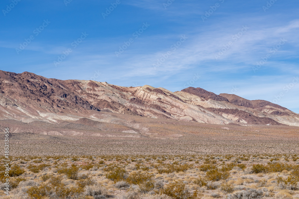 Fototapeta premium Death Valley National Park, Inyo County, California. Black Mountains (Amargosa Range System). Alluvial deposits. Dantes View Road. Mojave Desert. 