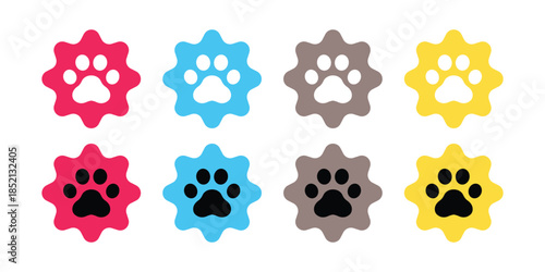 dog paw icon star Octagram footprint vector cat kitten pet bear logo puppy cartoon symbol character shape illustration doodle clip art design