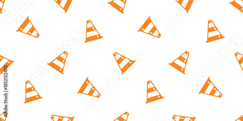 Traffic Cones Seamless Pattern orange gift wrapping paper tile background repeat wallpaper scarf isolated illustration design