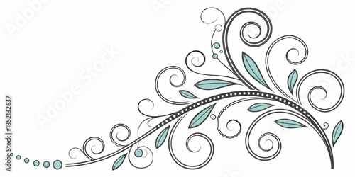 An elegant decorative floral swirl with pearls, vector