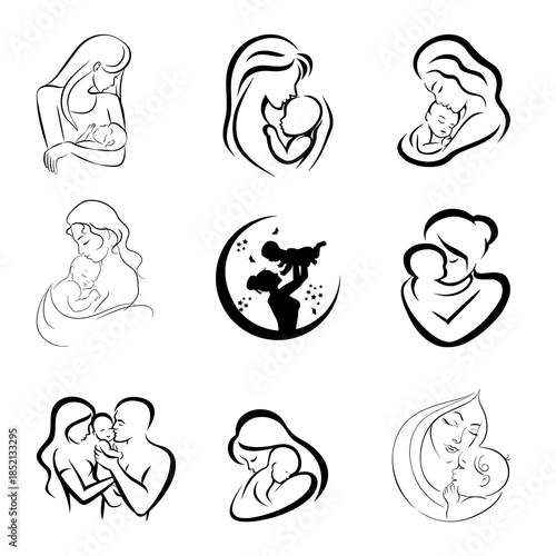 vector illustration set of a mother