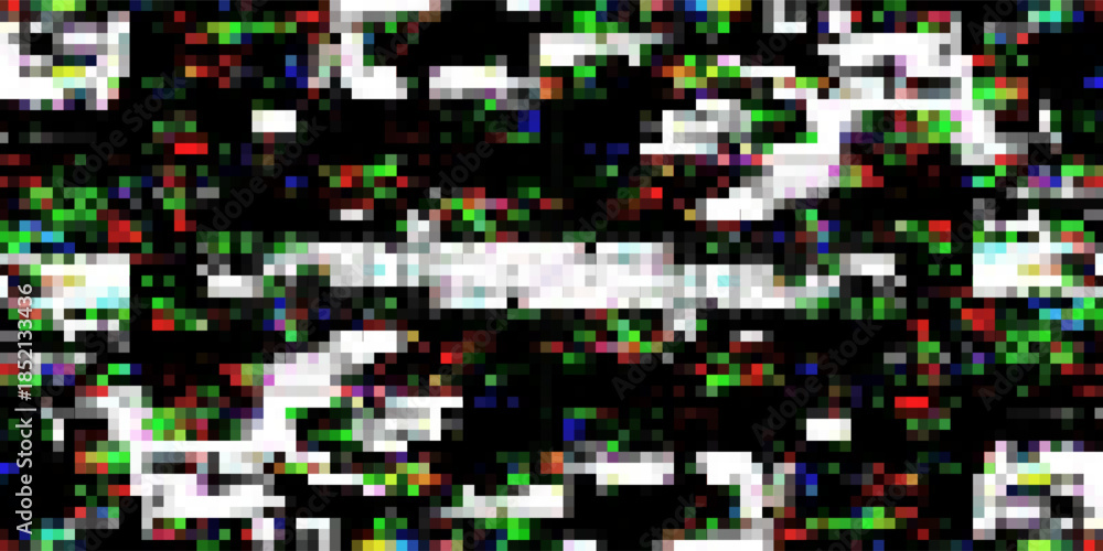 Fototapeta premium Glitch digital error signal background. 2D layout illustration