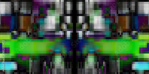 Retro pixel glitch background. Analog glitch overlay. Vector no signal vintage TV frame