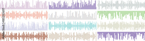 Multicolored Sound Wave Patterns on White Background