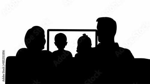Happy Multi-Generational Family Including Grandparents, Parents, and Children Standing Together in a Diverse Group, Flat Style Vector Illustration