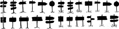 Various Road Signs on Metal Poles