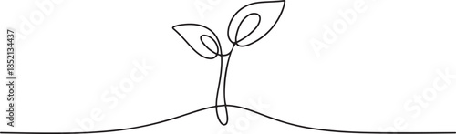 New Growing Green Sprout Plant Nature Concept Continuous One Line Drawing. one line Icon drawing