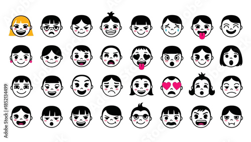 Wallpaper Mural Diverse Cartoon Faces Vector Set for Creative Design Projects Torontodigital.ca