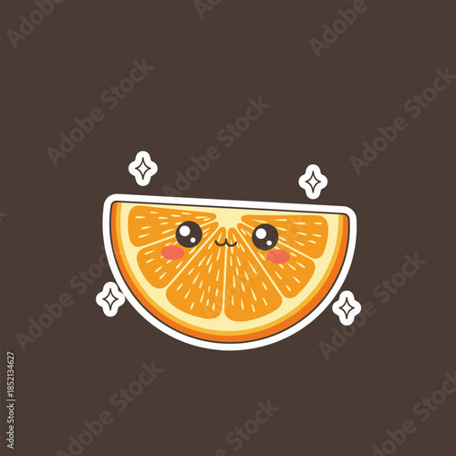 Cute Orange Slice with Sparkling Eyes and Rosy Cheeks.