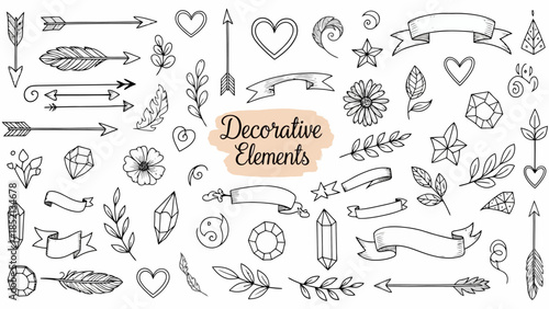 Hand Drawn Decorative Elements Vector Illustration Set