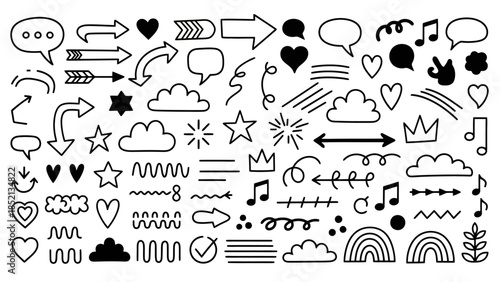 Hand Drawn Doodle Elements Vector Illustration Set