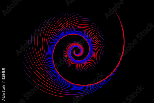 Abstract spiral burst background image. Spiral background with depth of field and shadows. 3D render of swirling lines texture.