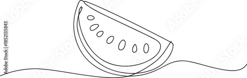 Continuous one line drawing Water Melon Fruit. Bright juicy summer fruit concept. one line Icon drawing. one line Icon drawing