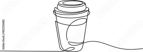 Coffee to go continuous line vector illustration, Paper cup of hot coffee in one Continuous line drawing. Concept of drink to go in line art style. one line Icon drawing