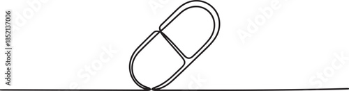 medicine tablet continuous one line drawing, Medicine Pills Single Line Icon, minimal Drawing of Medicine Pill Icon. Single Line Vector Illustration. one line Icon drawing
