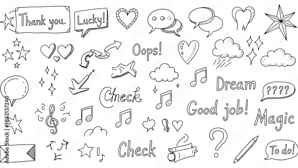 Obraz premium Hand Drawn Doodle Vector Icon Set for Creative Projects and Designs