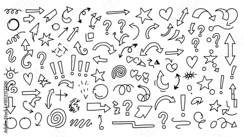 Hand Drawn Doodle Vector Elements and Symbols for Creative Designs