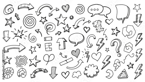Hand Drawn Doodle Vector Elements Illustration Set