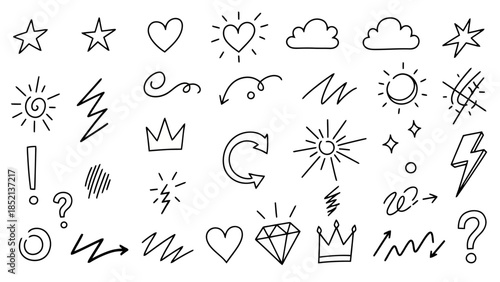 Hand Drawn Doodle Vector Elements Set for Creative Designs