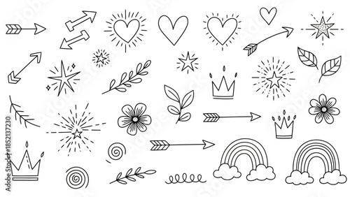 Hand Drawn Doodle Vector Elements Set for Creative Designs