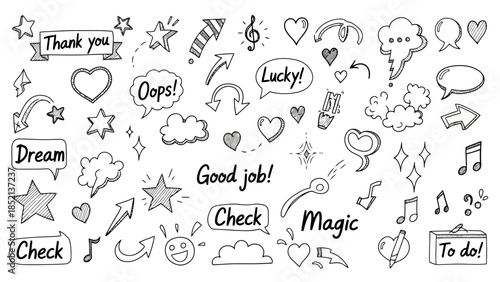 Hand Drawn Doodle Vector Icon Set for Creative Designs