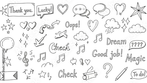 Hand Drawn Doodle Vector Icon Set for Creative Projects and Designs