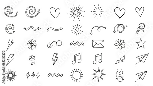 Hand Drawn Doodles Vector Illustration Set for Creative Design Projects