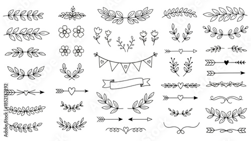 Hand Drawn Floral and Decorative Vector Elements for Design Projects