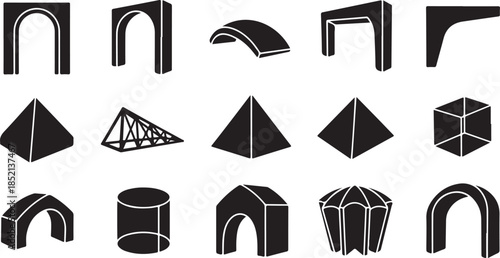 Collection of 3d geometric shape icons